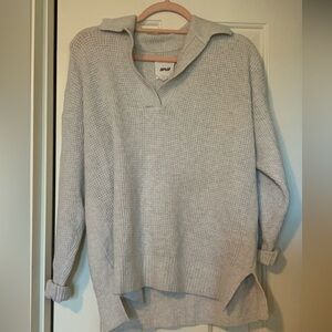 Aerie Gray Collared Sweater Soft Knit